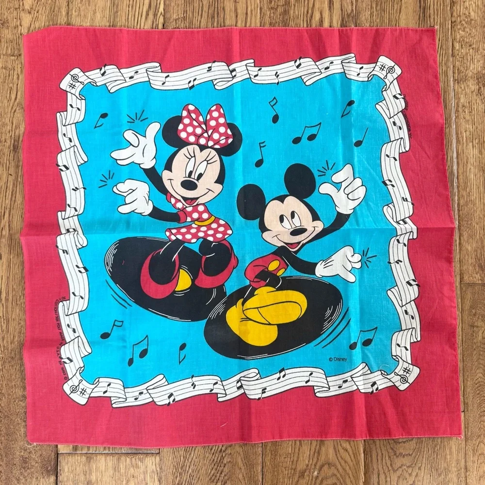 NWOT Vintage Disney Mickey and Minnie Musical Bandana - Red and Blue